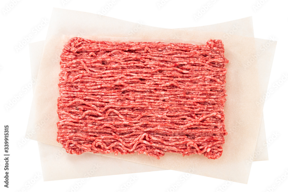 raw minced meat and spices isolated on white background raw minced meat and spices isolated on white background