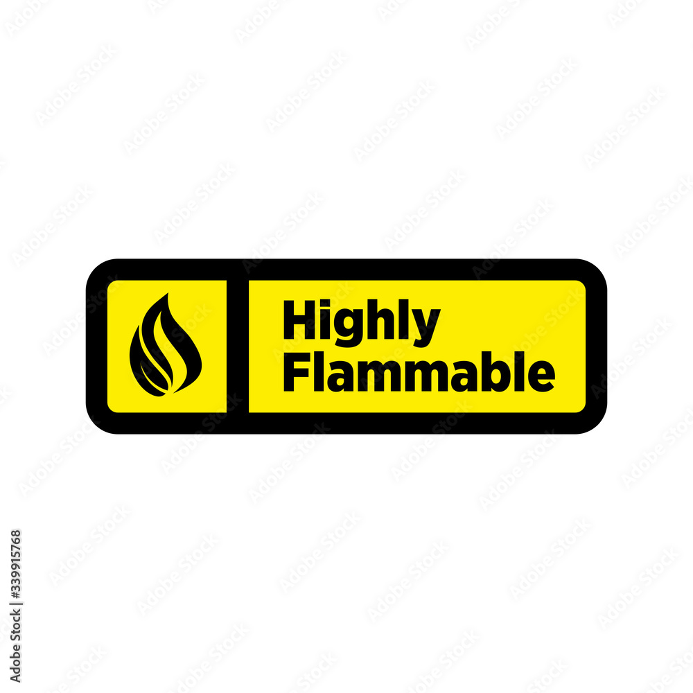 Symbol and logo about warning of highly flammable material Symbol and logo about warning of highly flammable material
