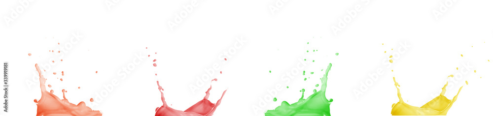 Set with splashes of different juices on white background. Banner design Set with splashes of different juices on white background. Banner design
