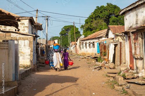 Fototapeta Naklejka Na Ścianę i Meble -  Typical small town in Gambia. Bakau.