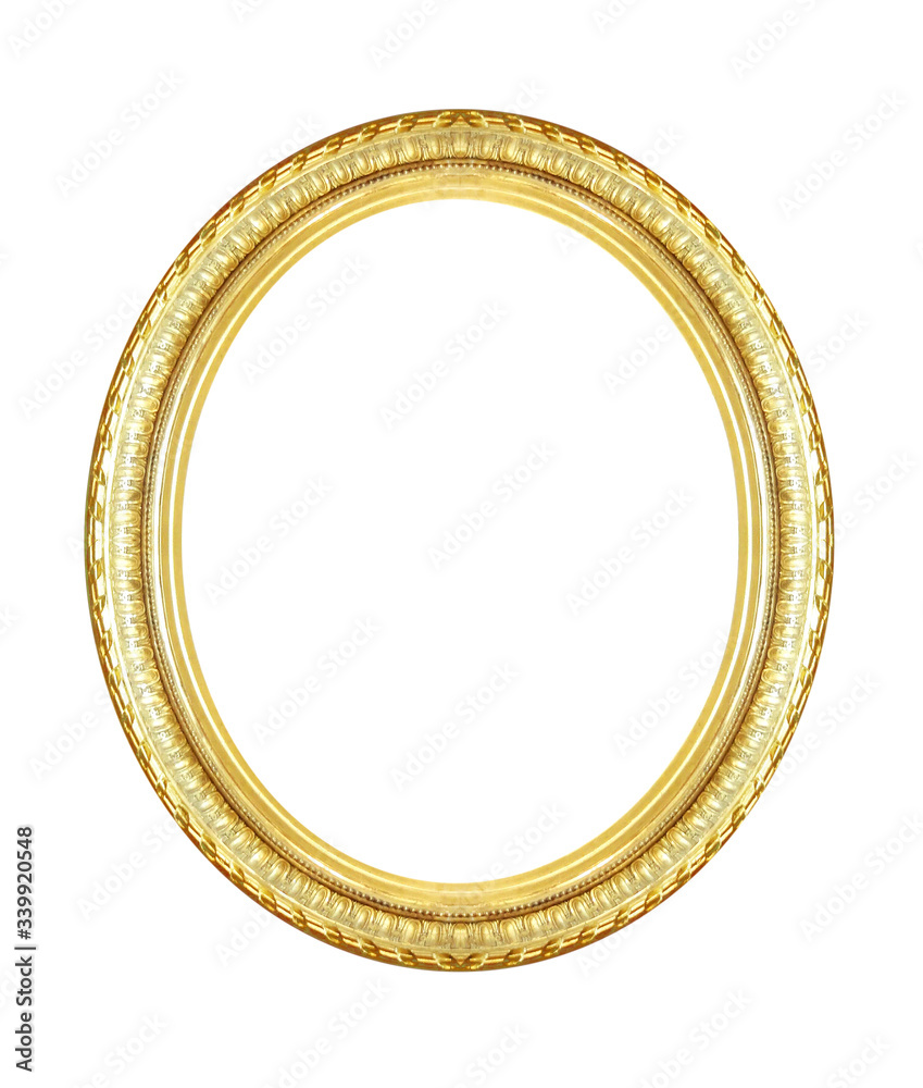 retro golden oval picture frame, isolated retro golden oval picture frame, isolated