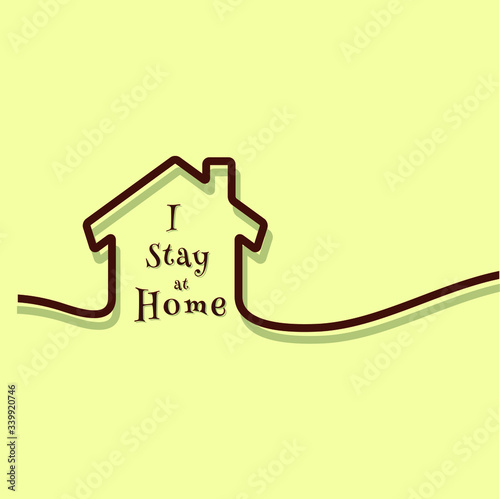 Stay home background with heart and house symbol 