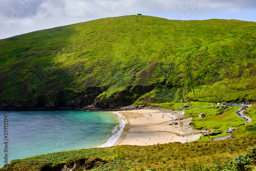 Fototapeta Naklejka Na Ścianę i Meble -  The beach of Keem Bay, Keel West, Keem, Co. Mayo, Ireland, in the western end of Achill Island.