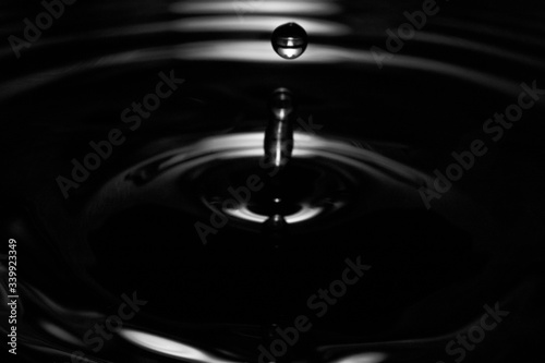 disturbed water surface from a drop with a detached drop