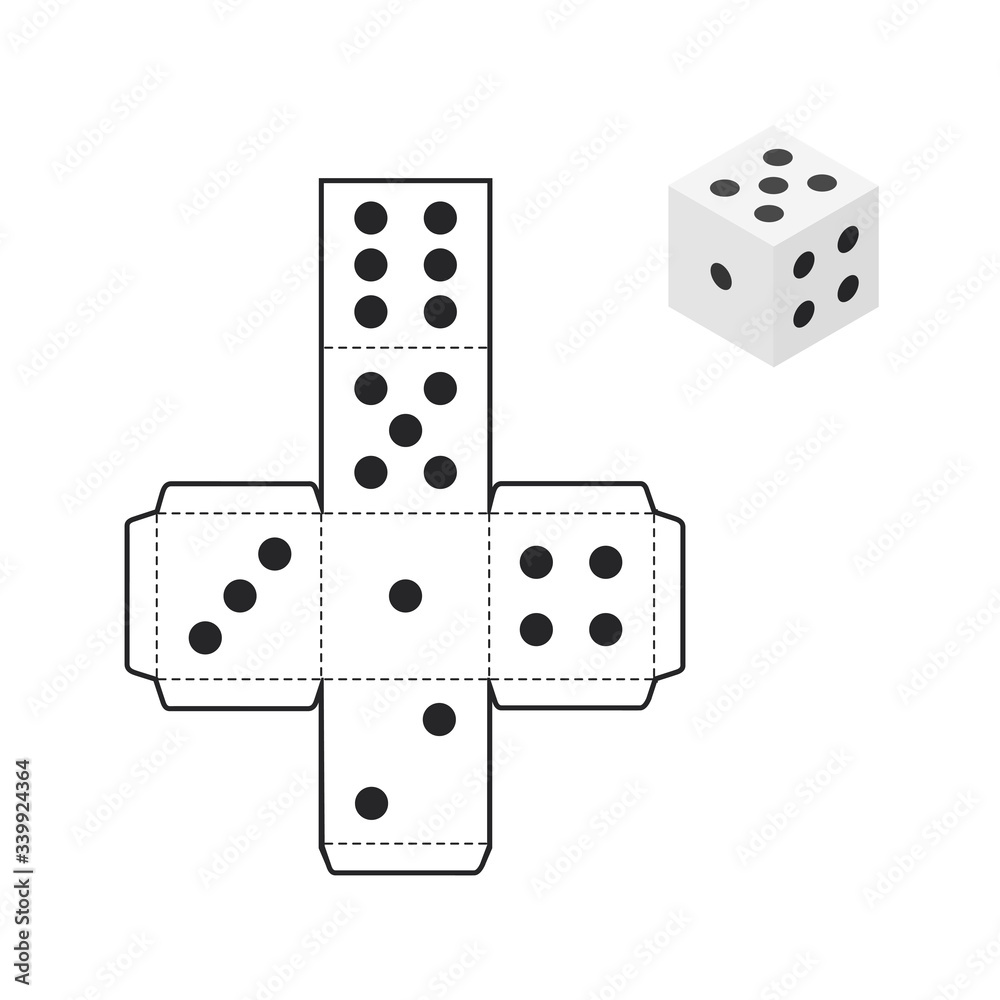 Printable dice template isolated on white background vector de Stock |  Adobe Stock