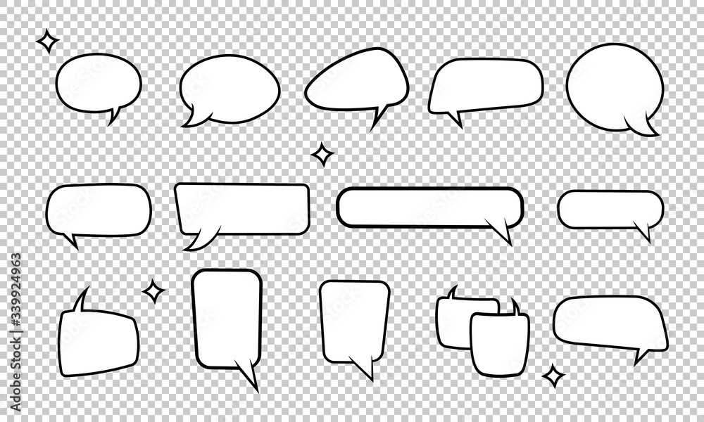 Retro empty comic bubbles icon or speech and thought icon set on isolated background. Pop art style, vintage design. EPS 10 vector Retro empty comic bubbles icon or speech and thought icon set on isolated background. Pop art style, vintage design. EPS 10 vector