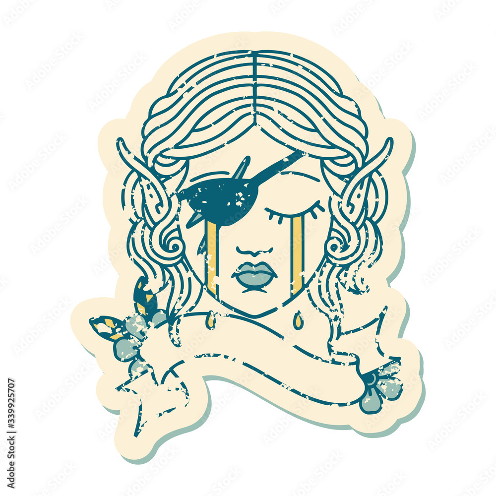 crying elf rogue character face illustration crying elf rogue character face illustration
