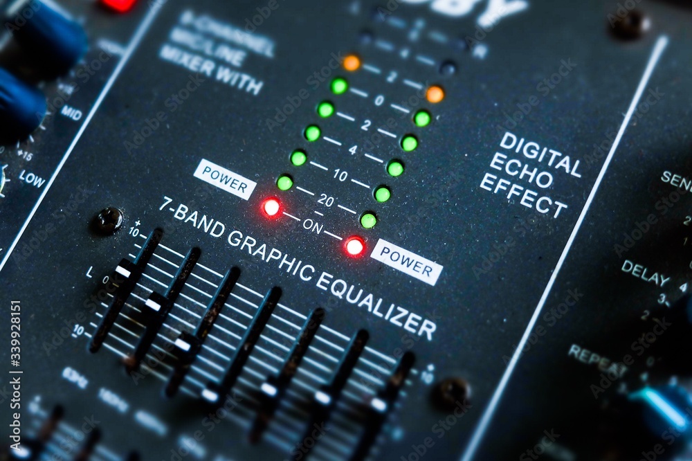 Close up Of Equalizer On Sound Mixer Stock Photo Adobe Stock