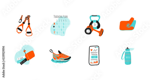 Set of training equipment workout