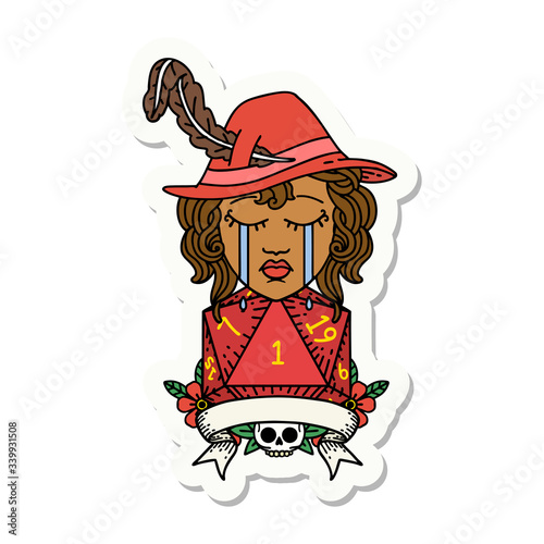 human bard character face sticker