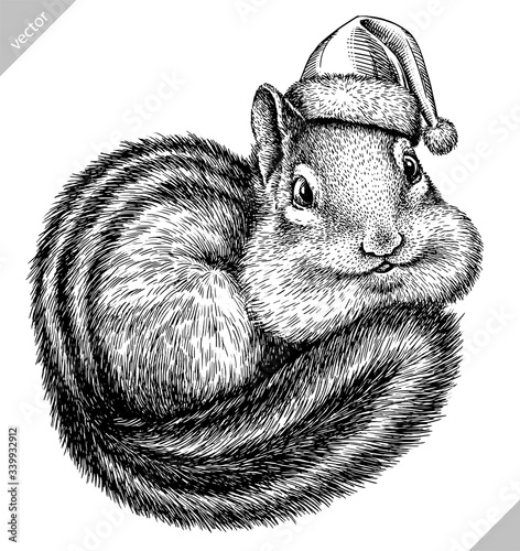 black and white engrave isolated chipmunk illustration