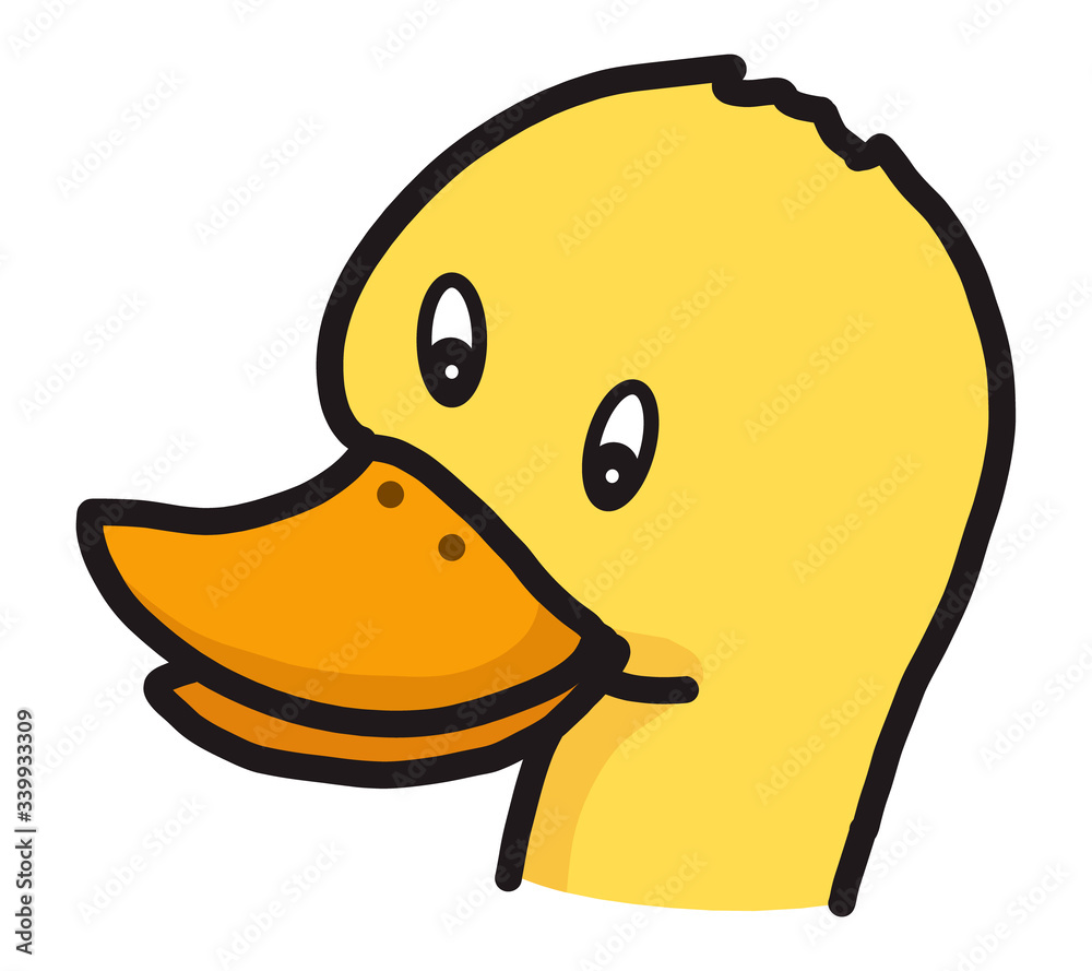 Yellow duck / cartoon vector and illustration, hand drawn style, isolated on white background. Yellow duck / cartoon vector and illustration, hand drawn style, isolated on white background.