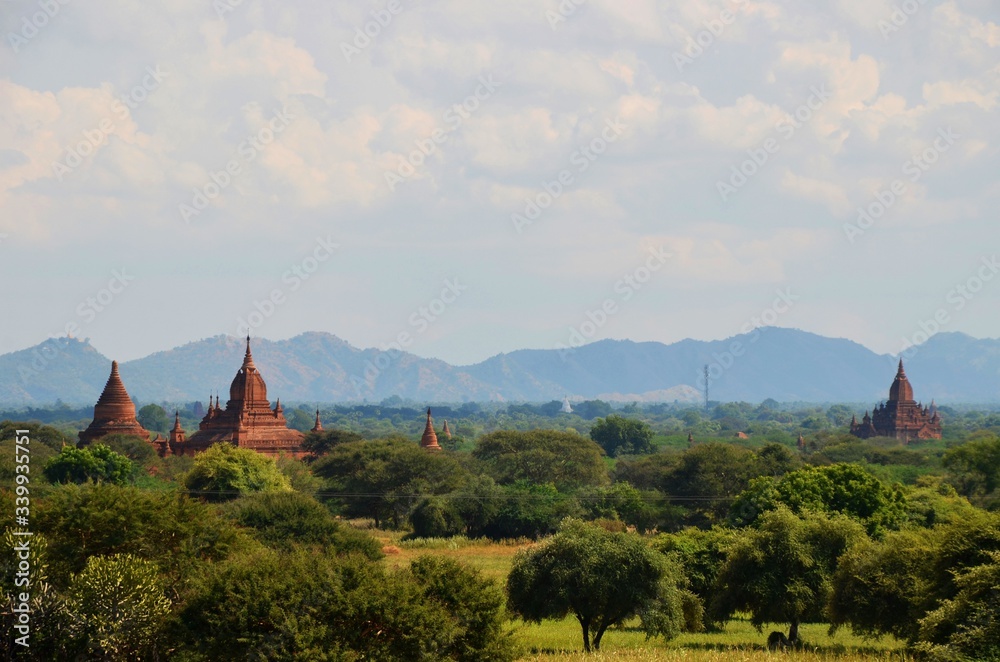 Aerial view towards the central plain of ancient city Bagan I Aerial view towards the central plain of ancient city Bagan I