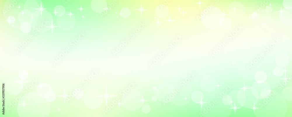 Light green web banner with bokeh, sparkles and stars. Summer, spring shiny background. Vector abstract pattern. Art design for postcard, invitation, greeting card. Soft colored copy space. EPS10 Light green web banner with bokeh, sparkles and stars. Summer, spring shiny background. Vector abstract pattern. Art design for postcard, invitation, greeting card. Soft colored copy space. EPS10