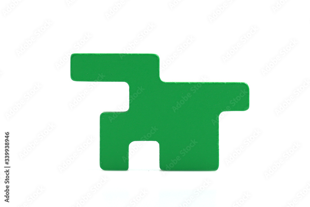 Wooden puzzle piece isolated on white background Wooden puzzle piece isolated on white background