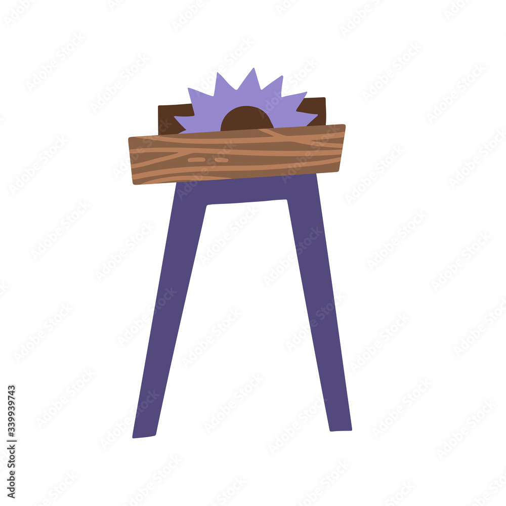 Table circular Saw. Flat hand drawn Vector Illustration. Single sid view carpentry instrument. Table circular Saw. Flat hand drawn Vector Illustration. Single sid view carpentry instrument.