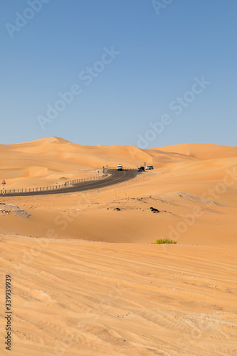 Road to nowhere at Rub' al Khali desert in UAE