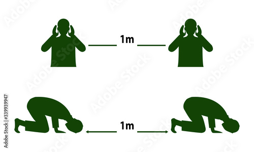 Muslims to pray in Ramadan, to maintain social distance to protect from COVID-19 coronavirus outbreak vector