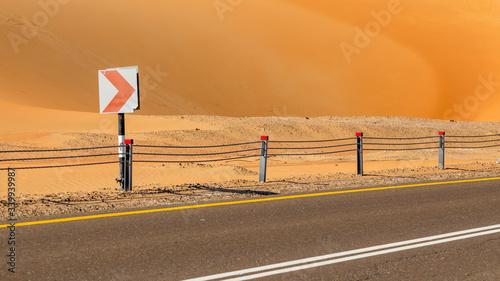 Desert road in UAE Liwa oasis way asphalt