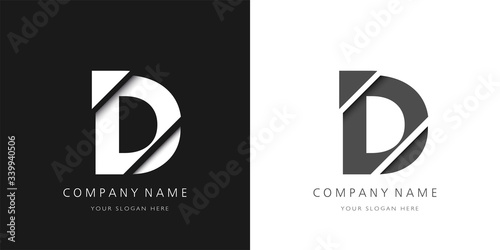 d letter modern logo broken design