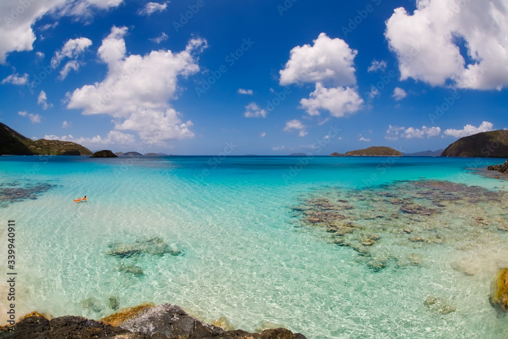 Cinnamon Bay in the Virgin Islands National Park on the Caribbean island of St. John in the US Virgin Islands