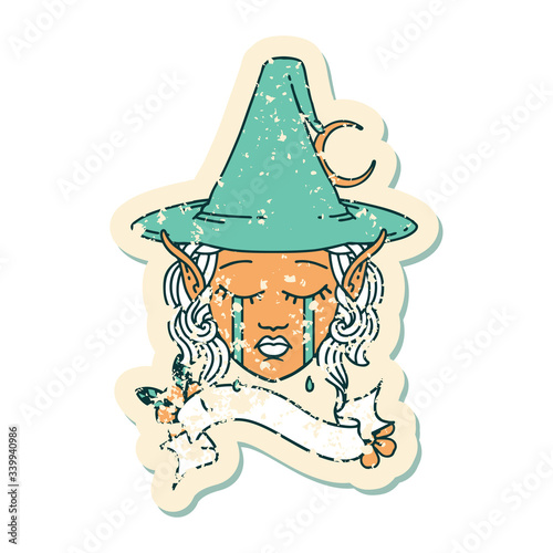 sad elf mage character face illustration