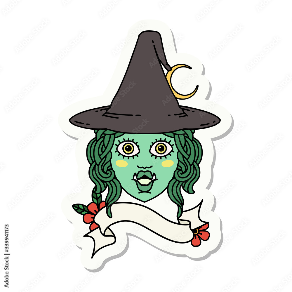 half orc witch character face sticker half orc witch character face sticker