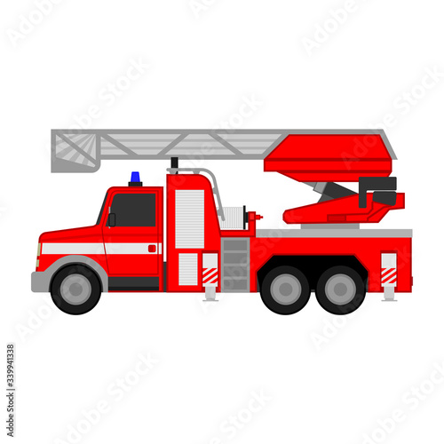 Fire truck 911 red car on a white background