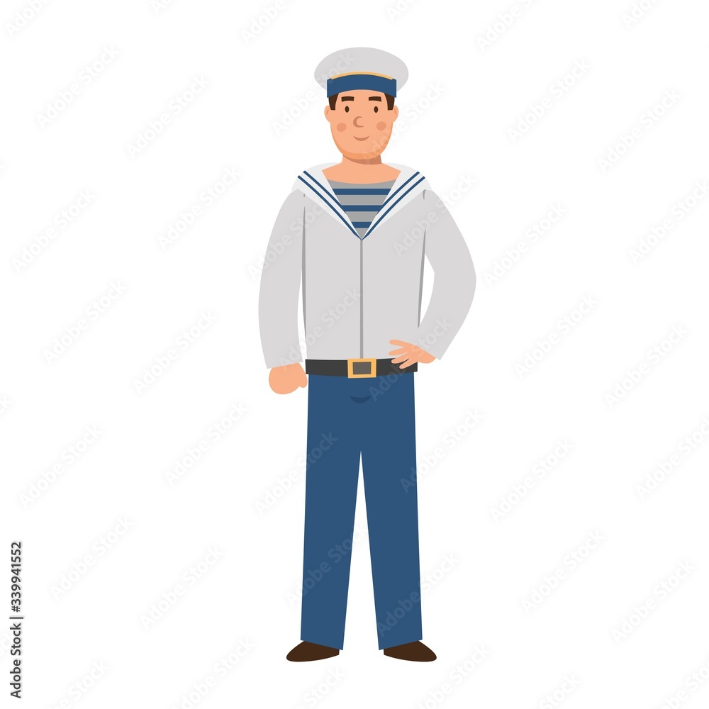 Cartoon sailor, character for children. Flat vector illustration.