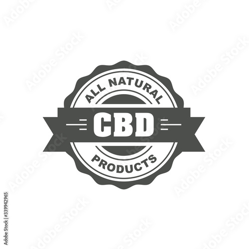 Cannabidiol CBD stamp, cbd oil natural food sign, web seal or badge