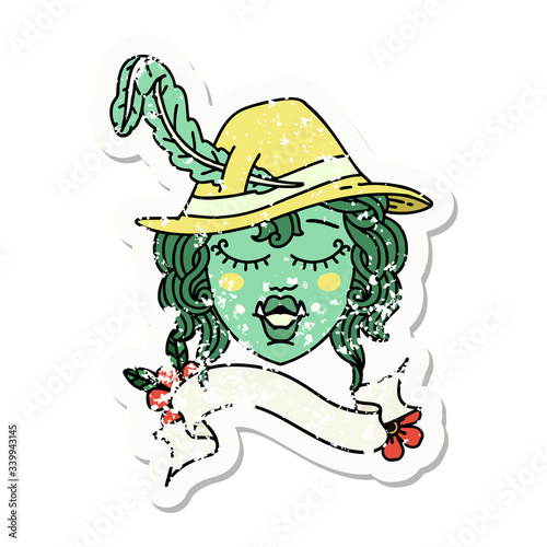 orc bard character  grunge sticker