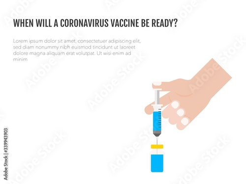 Hand holding vaccine syringe, coronavirus related