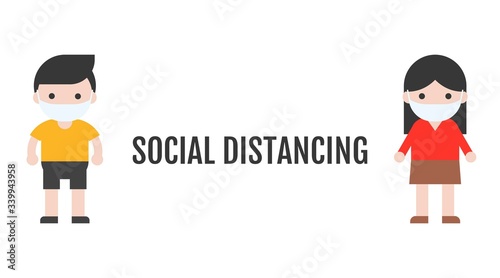 Man and woman maintaining a physical distance