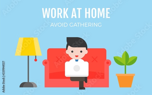 Work from home, avoid gathering vector illustration