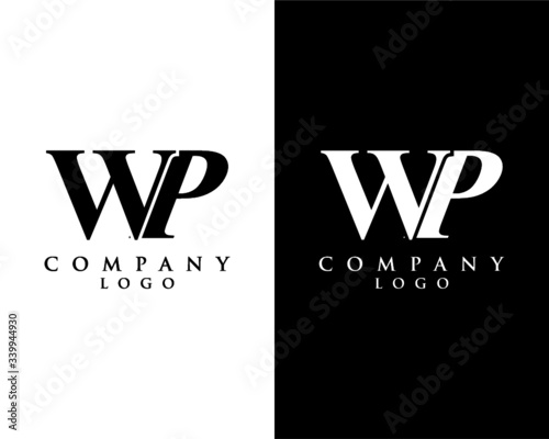 initial letter WP, PW logo type company name black and white design. vector logo for business and company identity