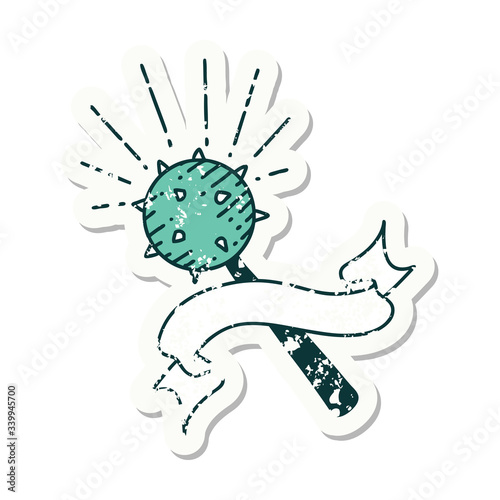 grunge sticker of tattoo style medieval mace