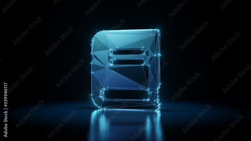 3d rendering wireframe neon glowing symbol of book on black background with reflection 3d rendering wireframe neon glowing symbol of book on black background with reflection