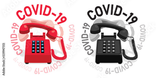 Ringing stationary phone with button keypad and  COVID-19
