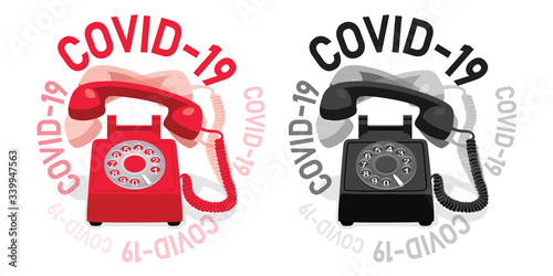 Ringing stationary phone with rotary dial and COVID-19