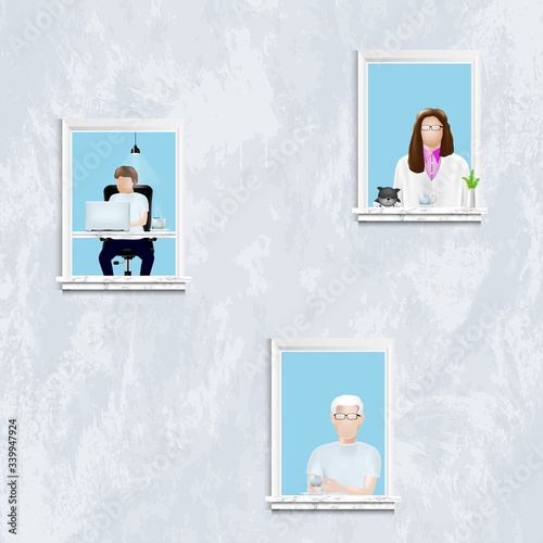 Stay home with self isolation and quarantine fight to coronavirus or covid concept. Vector illustration design.Basic RGB