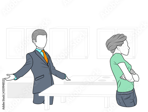 man and woman are arguing. conflict in the family. vector illustration.