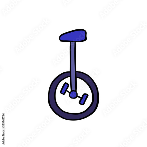 circus unicycle doodle icon