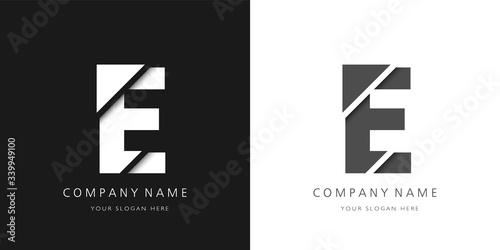 e letter modern logo broken design photo