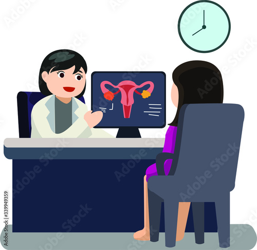 Patient having a concultation about female reproductive system with specialist doctor