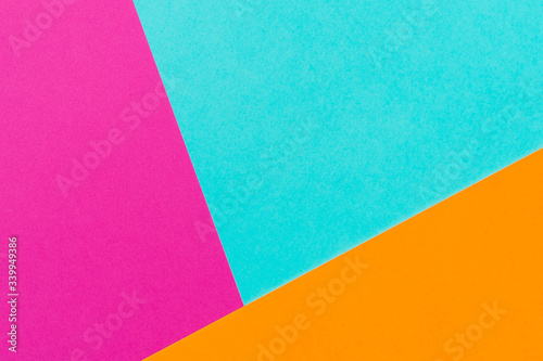 Abstract blue pink and orange color paper geometry composition background. Copy space. Free space for text. 