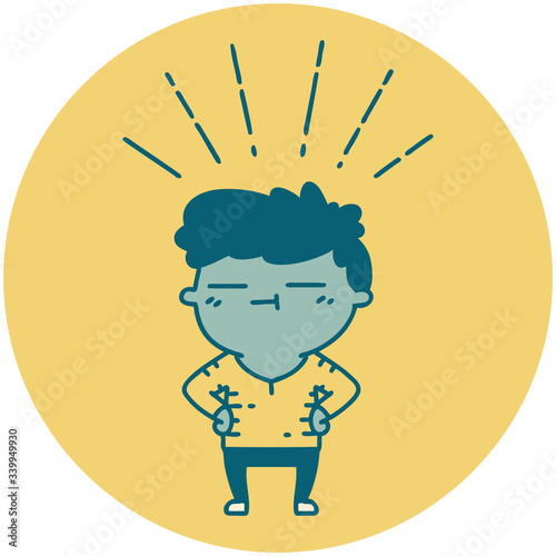 icon of tattoo style happy man