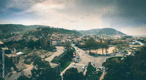 Panoramic view of Tbilisi citytown and modern architecture. Tbilisi the capital of Georgia. photo