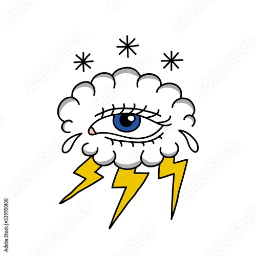 cloud with eye illustration traditional tattoo flash