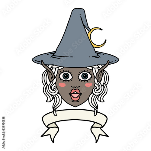 elf mage character face with banner illustration