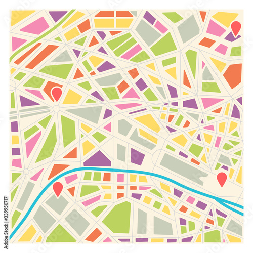 bright color city center map